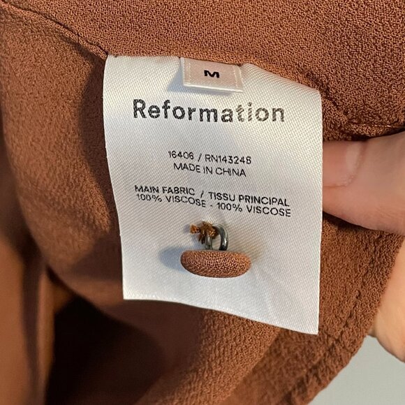 EUC Reformation Jourdan Viscose Victorian Mini Dress Brown Medium - Picture 8 of 9